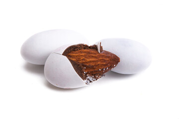 almonds in chocolate glaze isolated