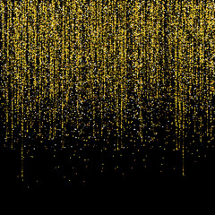 Gold glitter garlands hanging vertical lines.