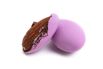 almonds in chocolate glaze isolated