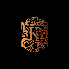 creative premium letter K initials ornate signature symbol. Graceful vector sign.