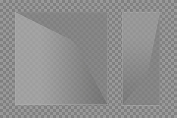 Flat glass plates set. Windows banners on transparent background.