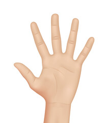 Fototapeta premium Woman hand on white background, realistic vector illustration