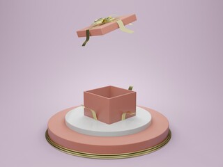 3d rendering empty template podium mockup for product placement