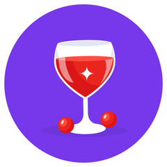 
Red wine in a glass, flat editable icon
