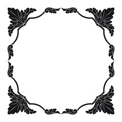 frame vintage or retro border ornament with baroque style like engraving on classical decor for greeting card and wedding invitation and menu for restaurant.  The foliage swirl victorian or damask.