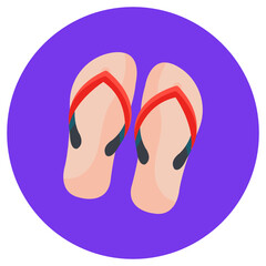 
A casual footwear with two stripes characterizing flip flops 
