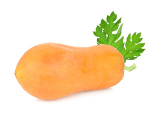 Ripe papaya fruit isolated on white background.