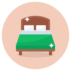 
A double bedding hotel room in flat icon, bedroom
