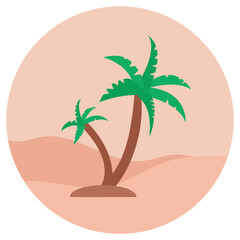 
Palm trees on a land depicting tropical place in flat icon
