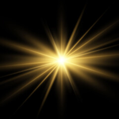Gold or white glowing light burst explosion transparent.