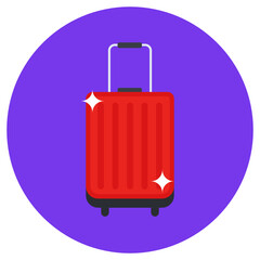 
A red suitcase with wheels, luggage flat icon
