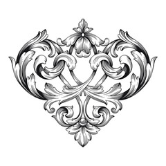 frame vintage or retro border ornament with baroque style like engraving on classical decor for greeting card and wedding invitation and menu for restaurant.  The foliage swirl victorian or damask.