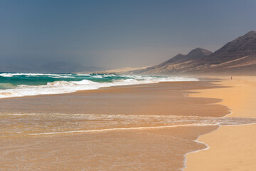 Virgin beaches on the island of Fuerteventura. Cofete beach on the island of Fuerteventura, Spain