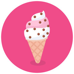 
Ice cream cone icon, dessert in editable style 

