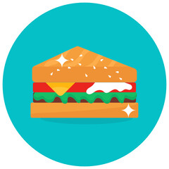 
Club sandwich vector in modern flat rounded style 
