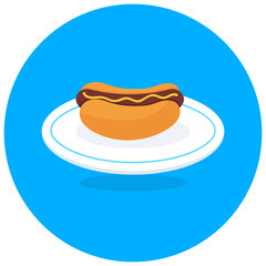 
A vector of hot dog sandwich in flat rounded style 
