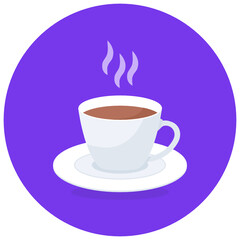 
Sizzling tea with saucer, tea cup icon 
