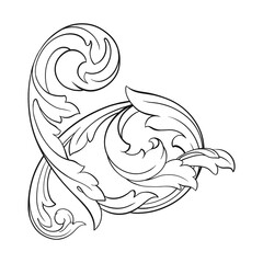 Frame vintage or retro border ornament with baroque style like engraving on classical decor for greeting card and wedding invitation and menu for restaurant.  The foliage swirl victorian or damask.