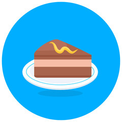 
Chocolate flavour cake slice, editable flat rounded style 
