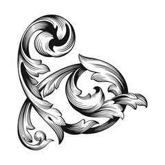 Frame vintage or retro border ornament with baroque style like engraving on classical decor for greeting card and wedding invitation and menu for restaurant.  The foliage swirl victorian or damask.