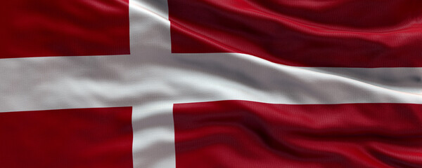 Fototapeta premium Waving flag of Denmark - Flag of Denmark - 3D flag background