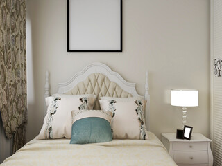 elegant and modern bedroom design, big bed with overcoat cabinet