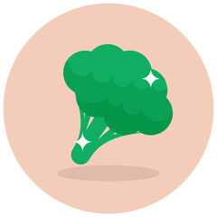 
Iron rich vegetable, broccoli icon in flat rounded style 
