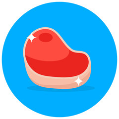 
Raw steak vector in modern flat rounded style 
