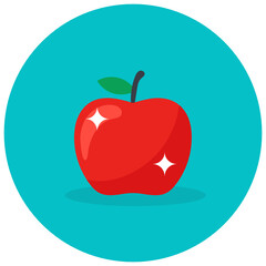 
Healthy apple with leaf, flat vector design 
