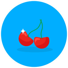 
Nutritious food, cherries in editable flat rounded style 
