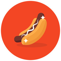 
A vector design of hot dog sandwich, editable flat rounded icon 

