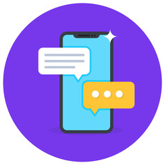 
Chat bubble with smartphone, concept of mobile message icon
