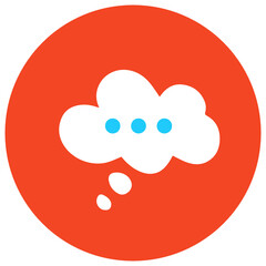 
A flat vector design of thinking bubble on rounded background 
