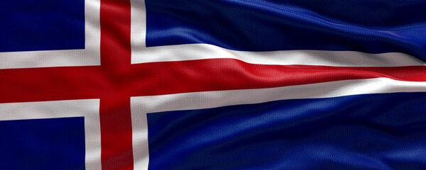 Waving flag of Iceland - Flag of Iceland - 3D flag background