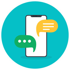 
Chat bubble with smartphone, concept of mobile message icon
