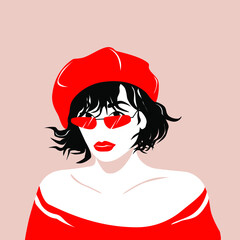 Bold brunette in a red beret