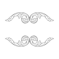 Frame vintage or retro border ornament with baroque style like engraving on classical decor for greeting card and wedding invitation and menu for restaurant.  The foliage swirl victorian or damask.