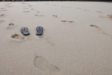 footprint on the beach sand