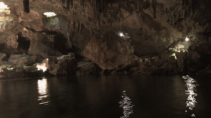 inside view of the cave and lake