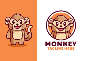 Fototapeta premium cute cartoon monkey mascot logo design