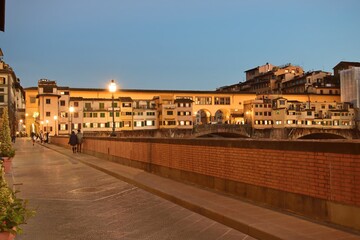 Fototapeta na wymiar unusual landscape without tourists due to the COVID-19 epidemic in the historic center of Florence in Tuscany, Italy