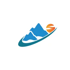 Outdoor-Kissen Mountain icon Logo Template Vector illustration design © evandri237@gmail