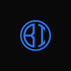 BI MONOGRAM letter icon design on BLACK background.Creative letter BI/B I logo design.
 BI initials MONOGRAM Logo design.
