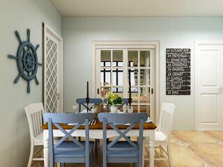spacious dining room design next to the modern kitchen, with a beautiful dining table and greenery