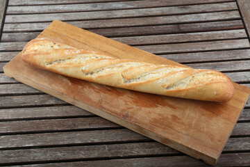 long bread baguette as food ingredient