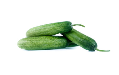Cucumber and slices isolated over white background