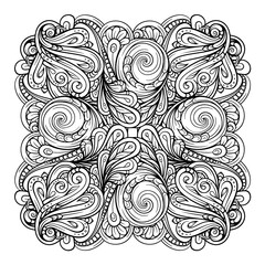 Vector abstract black and white floral motif