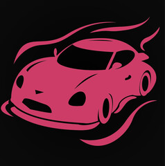 Red super car logo with dynamic airflow