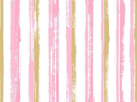 Pain handdrawn irregular stripes vector seamless pattern. Minimal decorative wallpaper design. Old 