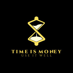 hour glass logo vector illustration design , time is money logo template vector, dollar logo, gold logo